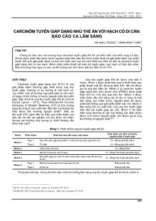 Carcinôm tuyến giáp dạng nhú thể ẩn với hạch cổ di căn: Báo cáo ca lâm sàng