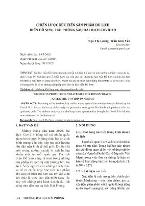 Chiến lược xúc tiến sản phẩm du lịch biển Đồ Sơn, Hải Phòng sau đại dịch Covid19