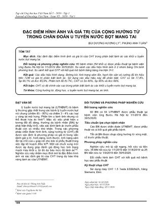 Đặc điểm hình ảnh và giá trị của cộng hưởng từ trong chẩn đoán u tuyến nước bọt mang tai