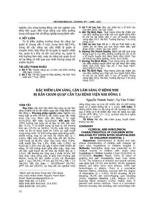 Đặc điểm lâm sàng, cận lâm sàng ở bệnh nhi bị rắn chàm quạp cắn tại Bệnh viện Nhi đồng 1