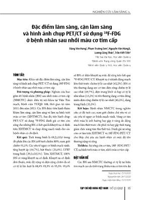 Đặc điểm lâm sàng, cận lâm sàng và hình ảnh chụp PET/CT sử dụng ¹⁸F-FDG ở bệnh nhân sau nhồi máu cơ tim cấp