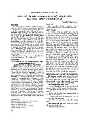 Đánh giá các tổn thương nhú và một số đặc điểm lâm sàng - Giải phẫu bệnh của vú