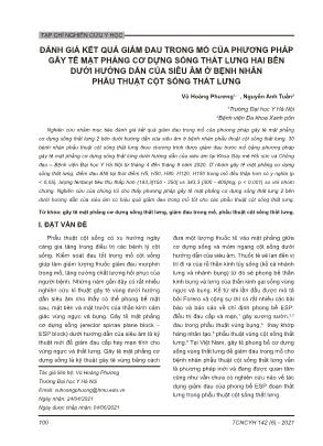 Đánh giá kết quả giảm đau trong mổ của phương pháp gây tê mặt phẳng cơ dựng sống thắt lưng hai bên dưới hướng dẫn của siêu âm ở bệnh nhân phẫu thuật cột sống thắt lưng