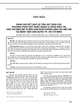 Đánh giá kết quả và tính an toàn của phương pháp đốt nhiệt bằng vi sóng điều trị ung thư biểu mô tế bào gan dưới hướng dẫn của siêu âm tại Bệnh viện Ung bướu thành phố Hồ Chí Minh
