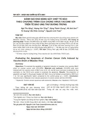 Đánh giá khả năng gây chết tế bào theo chương trình của chủng virus vaccine sởi trên tế bào ung thư buồng trứng