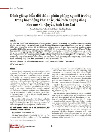 Đánh giá sự biến đổi thành phần phóng xạ môi trường trong hoạt động khai thác, chế biến quặng đồng khu mỏ Sin Quyền, tỉnh Lào Cai