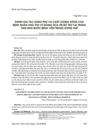 Đánh giá tác dụng phụ và chất lượng sống của bệnh nhân ung thư vú đang hóa trị bổ trợ tại Trung tâm Ung bướu - Bệnh viện Trung ương Huế