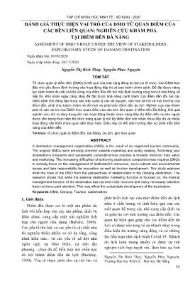 Đánh giá thực hiện vai trò của DMO từ quan điểm của các bên liên quan: Nghiên cứu khám phá tại điểm đến Đà Nẵng