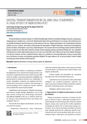 Digital transformation in oil and gas companies - A case study of Bien Dong POC