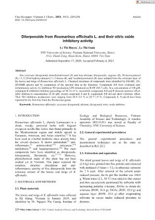 Diterpenoids from Rosmarinus officinalis L. and their nitric oxide inhibitory activity