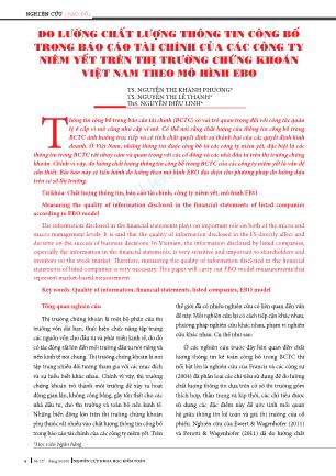 Đo lường chất lượng thông tin công bố trong báo cáo tài chính của các công ty niêm yết trên thị trường chứng khoán Việt Nam theo mô hình EBO
