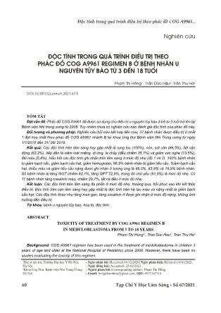 Độc tính trong quá trình điều trị theo phác đồ COG A9961 Regimen B ở bệnh nhân u nguyên tủy bào từ 3 đến 18 tuổi