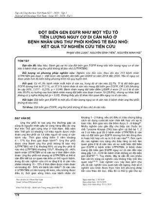 Đột biến gen EGFR như một yếu tố tiên lượng nguy cơ di căn não ở bệnh nhân ung thư phổi không tế bào nhỏ: Kết quả từ nghiên cứu tiến cứu