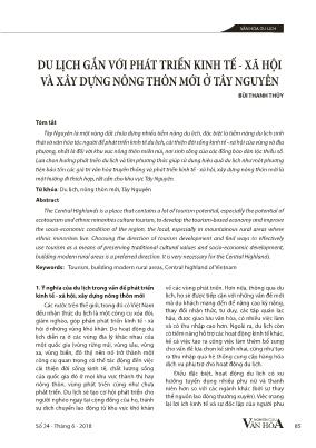 Du lịch gắn với phát triển kinh tế - xã hội và xây dựng nông thôn mới ở Tây Nguyên