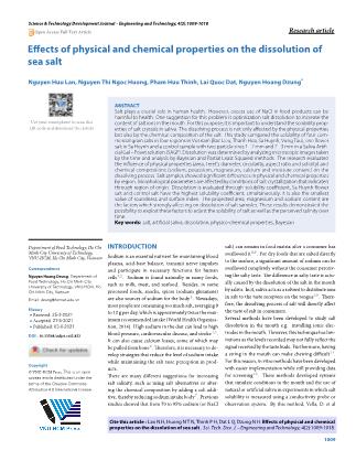 Effects of physical and chemical properties on the dissolution of sea salt