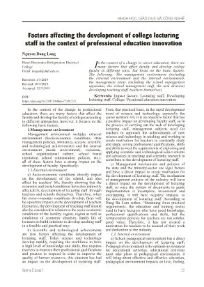 Factors affecting the development of college lecturing staff in the context of professional education innovation