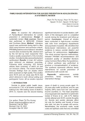 Family-based intervention for suicide prevention in adolescences: A ...