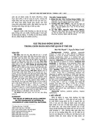 Giá trị dao động xung ký trong chẩn đoán hen phế quản ở trẻ em