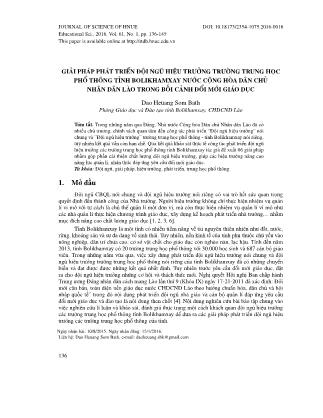 Giải pháp phát triển đội ngũ hiệu trưởng trường Trung học phổ thông tỉnh Bolikhamxay nước Cộng hòa Dân chủ Nhân dân Lào trong bối cảnh đổi mới giáo dục