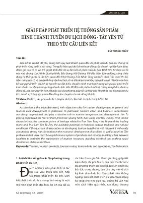 Giải pháp phát triển hệ thống sản phẩm hình thành tuyến du lịch Đông - Tây Yên Tử theo yêu cầu liên kết