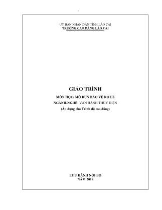 Giáo trình Bảo vệ rơ le - Ngành/nghề: Vận hành thủy điện