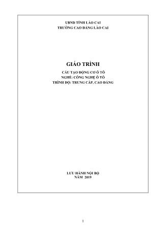 Giáo trình Cấu tạo động cơ ô tô - Nghề: Công nghệ ô tô