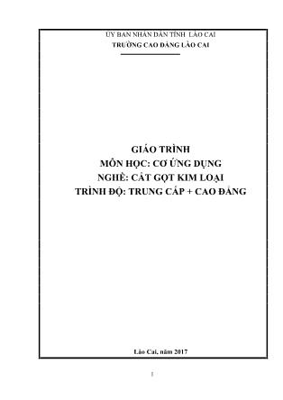 Giáo trình Cơ ứng dụng - Nghề: Cắt gọt kim loại
