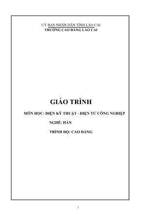 Giáo trình Điện kỹ thuật - Điện tử công nghiệp - Nghề: Hàn