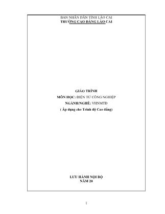 Giáo trình Điện tử công nghiệp - Ngành/nghề: Vận hành nhà máy thủy điện