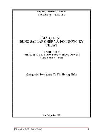 Giáo trình Dung sai lắp ghép và đo lường kỹ thuật - Nghề: Hàn