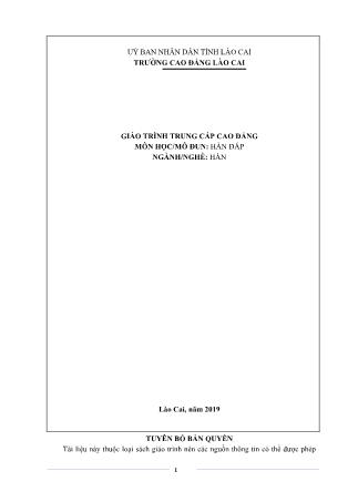 Giáo trình Hàn đắp - Ngành/nghề: Hàn