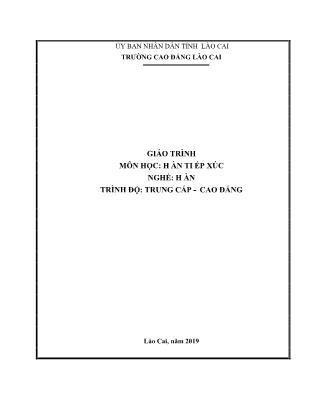 Giáo trình Hàn tiếp xúc - Nghề: Hàn