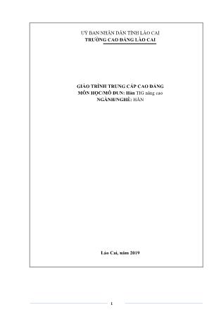 Giáo trình Hàn TIG nâng cao - Ngành/nghề: Hàn