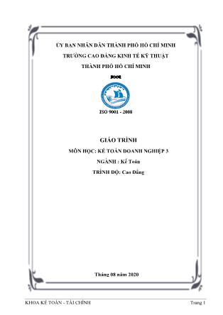 Giáo trình Kế toán doanh nghiệp 3 - Ngành: Kế toán