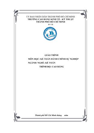 Giáo trình Kế toán hành chính sự nghiệp - Ngành/nghề: Kế toán