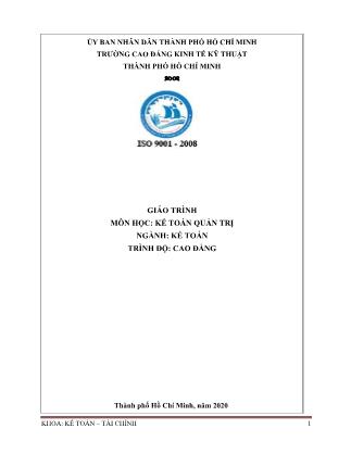 Giáo trình Kế toán quản trị - Ngành: Kế toán