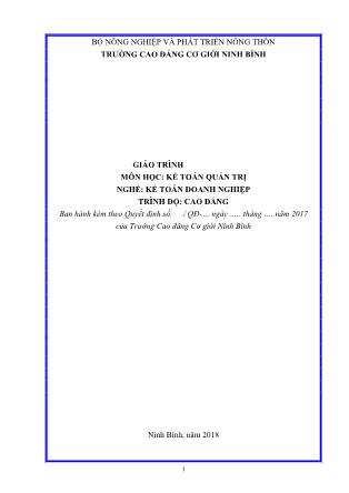 Giáo trình Kế toán quản trị - Nghề: Kế toán doanh nghiệp
