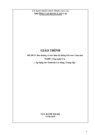 Giáo trình mô đun Bảo dưỡng và sửa chữa hệ thống bôi trơn - làm mát - Nghề: Công nghệ ô tô