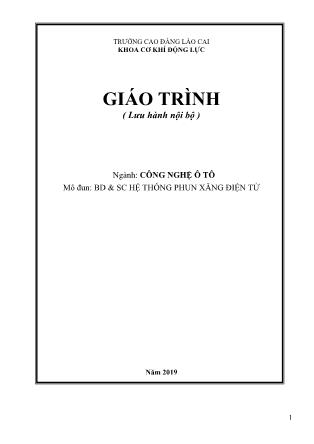 Giáo trình mô đun Bảo dưỡng và sửa chữa hệ thống phun xăng điện tử - Ngành: Công nghệ ô tô
