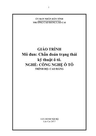 Giáo trình mô đun Chẩn đoán trạng thái kỹ thuật ô tô - Nghề: Công nghệ ô tô