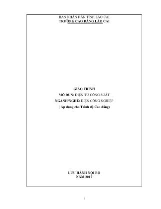 Giáo trình mô đun Điện tử công suất - Ngành/nghề: Điện công nghiệp