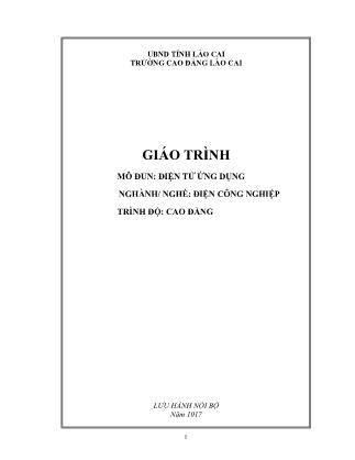 Giáo trình mô đun Điện tử ứng dụng - Ngành/nghề: Điện công nghiệp