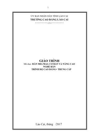 Giáo trình mô đun Hàn MIG/MAG cơ bản và nâng cao - Nghề: Hàn