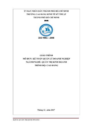 Giáo trình mô đun Kế toán quản lý doanh nghiệp - Ngành/nghề: Quản trị kinh doanh
