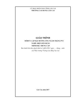 Giáo trình mô đun Lắp đặt đường ống ngầm tráng PVC - Nghề: Điện dân dụng