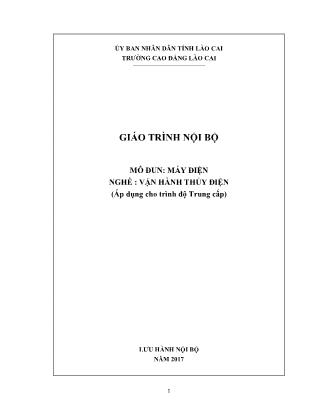 Giáo trình mô đun Máy điện - Nghề: Vận hành thủy điện