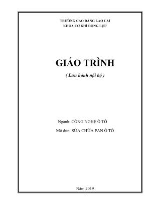Giáo trình mô đun Sửa chữa Pan ô tô - Ngành: Công nghệ ô tô