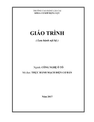 Giáo trình mô đun Thực hành mạch điện cơ bản - Ngành: Công nghệ ô tô
