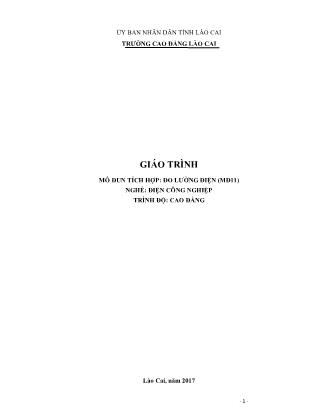 Giáo trình mô đun tích hợp Đo lường điện (MĐ11) - Nghề: Điện công nghiệp