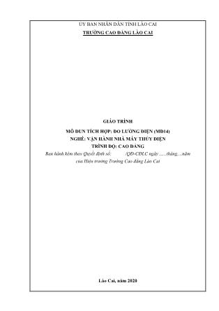 Giáo trình mô đun tích hợp Đo lường điện (MĐ14) - Nghề: Vận hành nhà máy thủy điện